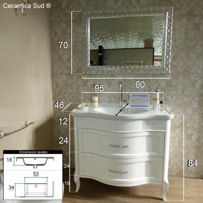 Mobile bagno classico bianco in vero legno RACHEL-CMS da 94 cm. - BEST QUALITY - immagine 26