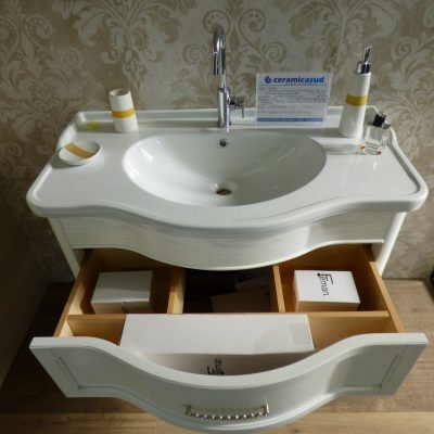 Mobile bagno classico bianco in vero legno RACHEL-CMS da 94 cm. - BEST QUALITY - immagine 16