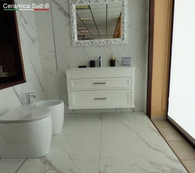 Rivestimento moderno bianco opaco effetto marmo 80 x 80 cm. Rettificato - immagine 12