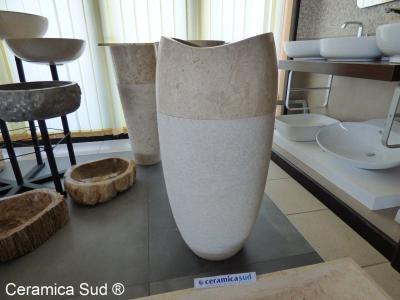 Lavabo a colonna sferico marmo pietra/crema d 45 x h 90 cm - immagine 6