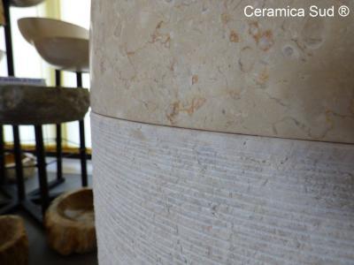 Lavabo a colonna sferico marmo pietra/crema d 45 x h 90 cm - immagine 8