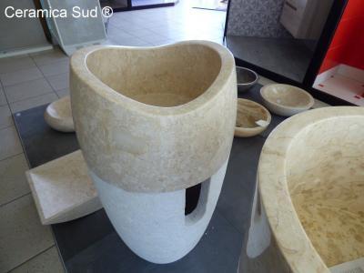Lavabo a colonna sferico marmo pietra/crema d 45 x h 90 cm - immagine 13