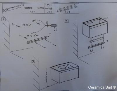 Corals 60 cm moderner hängender Badezimmerschrank. gebleichter Eichenholzeffekt mit Säule - Bild 30