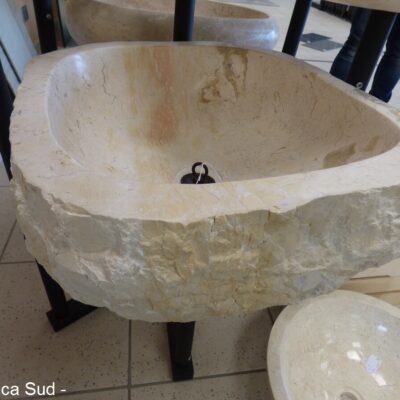 Lavabo in vera pietra beige da appoggio