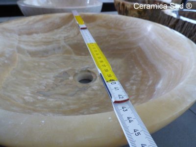Lavabo in pietra rotondo marmo pura Onice Gold 45 x h. 15 cm. - immagine 3