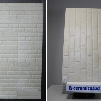 Rivestimento cortina chiaro color sabbia-beige effetto mattoncino verniciato monocolore