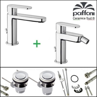 Set Miscelatori lavabo Paffoni Candy PRODUZIONE 2023 CON MINUTERIA e flessibili in Acciaio Inox