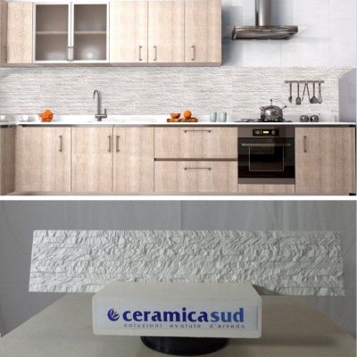 ​Rivestimento decorativo per muri interni bianco assoluto zigrinato minilistellare 10 x 50 cm. - immagine 2