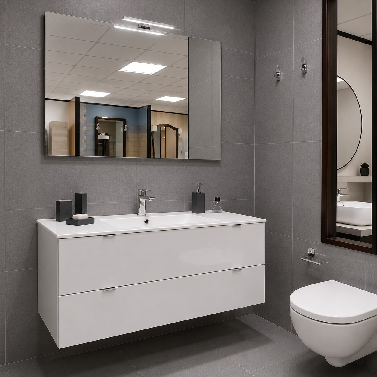 Mobile bagno bianco sospeso 120 cm. Made In Italy