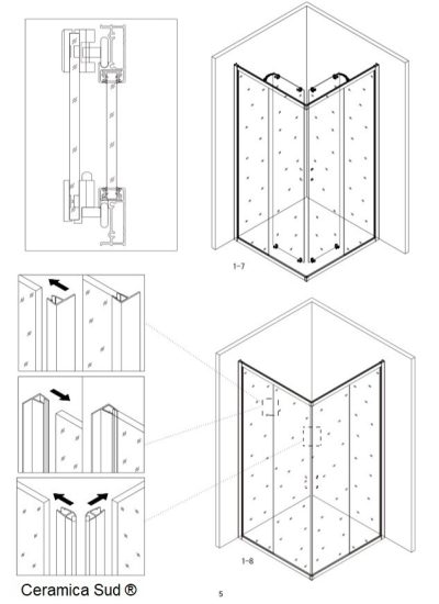 Rechthoekige douchewand Hoek vierkant 70 x 100 cm. 6 mm dik antikalkglas. - afbeelding 41
