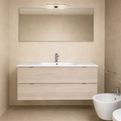 Mobili bagno sospesi 120 cm legno tonalità Miele, Prima Scelta Garantita "Italiano"