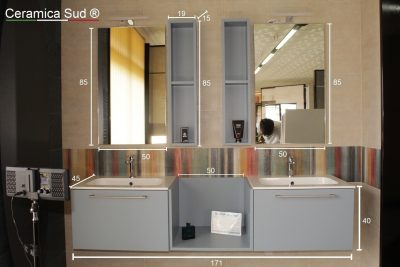 Bathroom Cabinet Wall-hung Double Sink and Column - Mix Blue / Indigo (Copy) - image 8