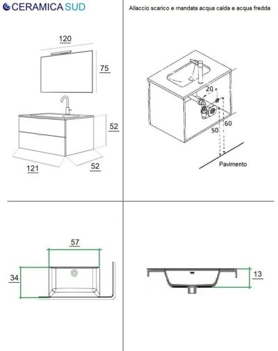 Berloni suspended bathroom cabinet emerald color 120 cm. Made in Italy - image 13