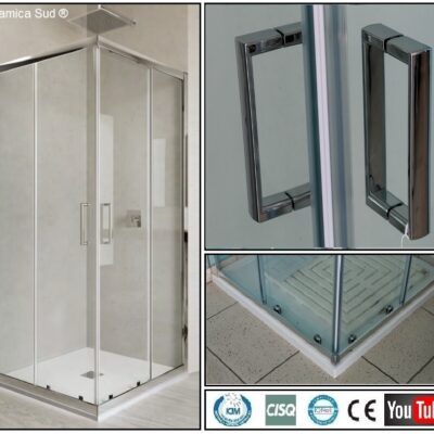 Box doccia angolare con tolleranza 65, 66, 67 x 113, 114, 115 cm. cristallo certificato