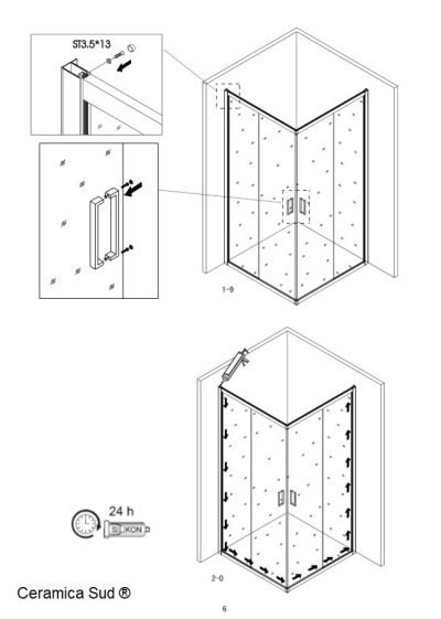 Box doccia angolare con tolleranza 66, 67, 68 x 96, 97, 98 cm. cristallo certificato - immagine 14
