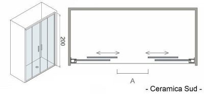 Nisdouchecabine 1 zijde met centrale opening 140 - 141 - 142 - 143 - 144 cm. - afbeelding 3