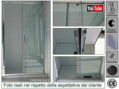 Cabine de douche en niche Douche Transparente 2 portes réglable en 115 - 116 - 117 - 118 - 119 - 120 - 121cm