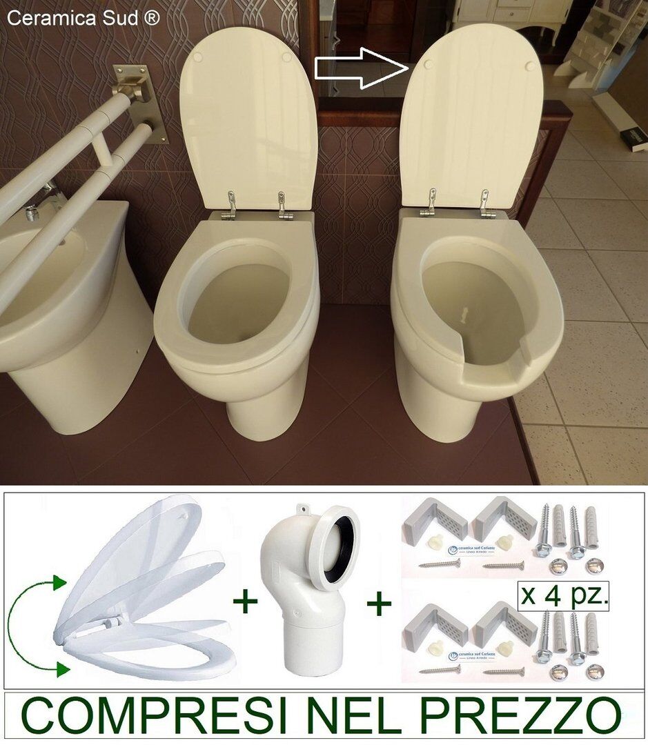 WC bagno per disabili ed anziani in ceramica porcellanata antimacchia