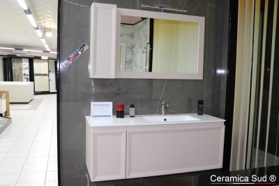 Dove grey suspended bathroom cabinet with EBAN column, luxurious size 130 cm. - BEST QUALITY - image 7