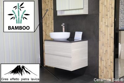 Rivestimento bagno ETNICO effetto pietra lavica e bambù / bamboo beige piastrelle antimacchia
