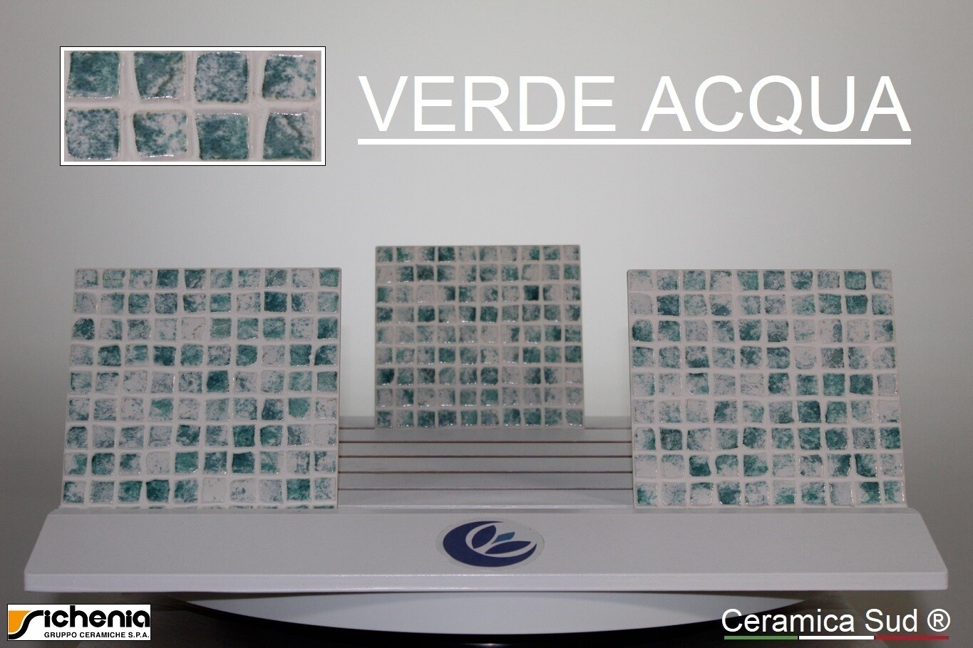 Rivestimento bagno stuccabile effetto mosaico madre perla verde acqua 20 x  20 cm. - MADE IN ITALY - Ceramica Sud