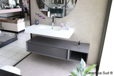 Piastrelle maxi formato rivestimento moderno di ambienti bagno effetto cemento grigio - immagine 8