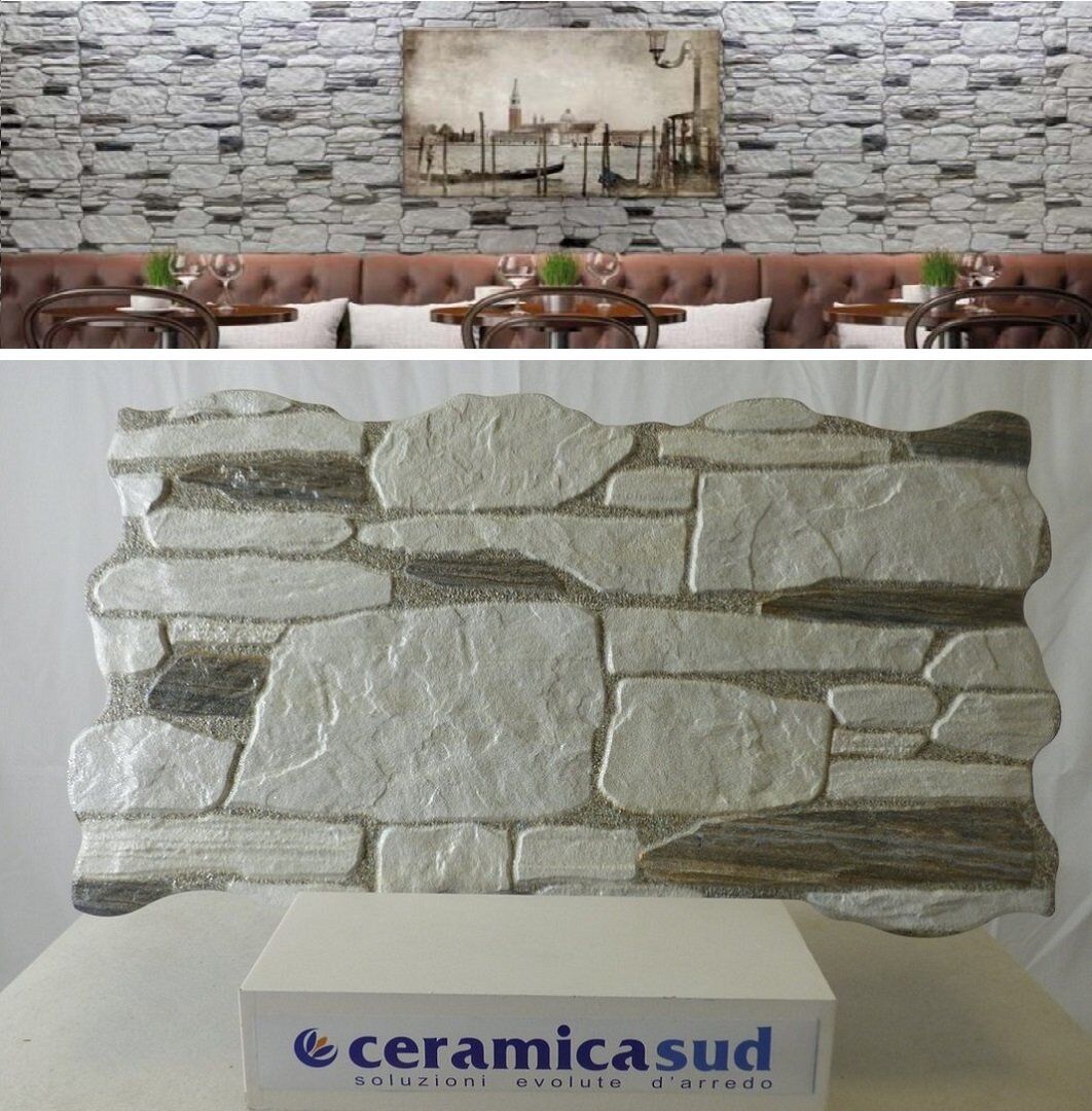 Rivestimento ceramico in finta pietra per abbellimento muri e