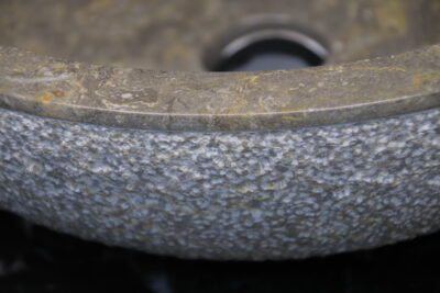 Countertop washbasin 45 cm. WASTE INCLUDED round carved grey marble - Quarry lot superior variety - image 9