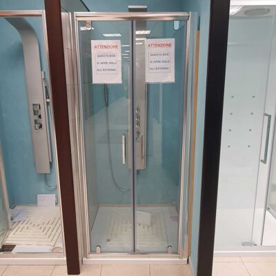 Box doccia nicchia Shower Trasparente apertura Centrale solo all'esterno 86 - 87 - 88 - 89 - 90 - 91 cm. - immagine 3