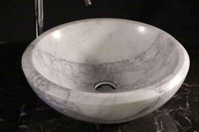 Countertop washbasin 45 cm. DRAIN INCLUDED round Apuan statuary marble - Quarry lot superior variety - image 10