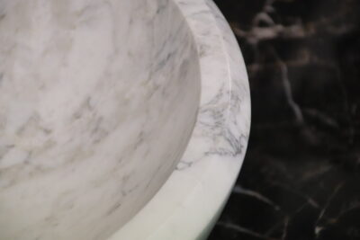 Countertop washbasin 45 cm. DRAIN INCLUDED round Apuan statuary marble - Quarry lot superior variety - image 12