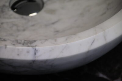Countertop washbasin 45 cm. DRAIN INCLUDED round Apuan statuary marble - Quarry lot superior variety - image 14