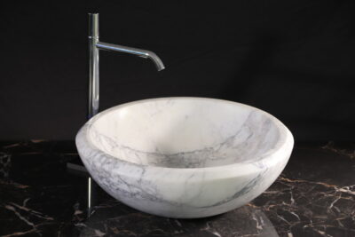 Countertop washbasin 45 cm. DRAIN INCLUDED round Apuan statuary marble - Quarry lot superior variety - image 15