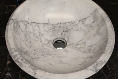 Countertop washbasin 45 cm. DRAIN INCLUDED round Apuan statuary marble - Quarry lot superior variety - image 18