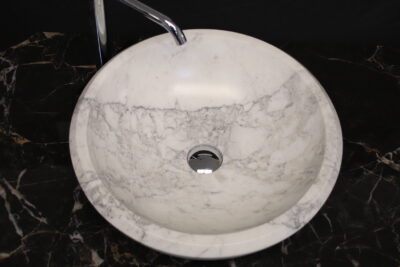 Countertop washbasin 45 cm. DRAIN INCLUDED round Apuan statuary marble - Quarry lot superior variety - image 19