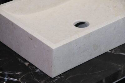 Lavabo appoggio 60 cm. PILETTA INCLUSA marmo beige Armonie - Lotto di cava varietà superiore - immagine 9