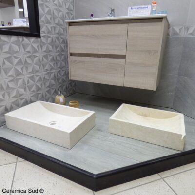 Lavabo appoggio 60 cm. PILETTA INCLUSA marmo beige Armonie - Lotto di cava varietà superiore - immagine 11