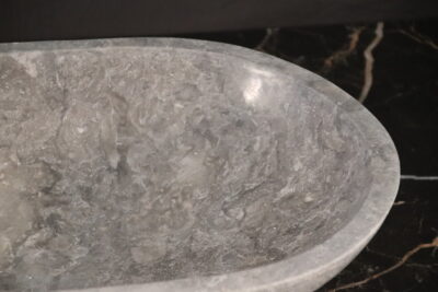Oval countertop washbasin 70 cm. WASTE INCLUDED grey marble - Quarry lot superior variety - image 5