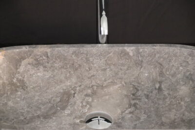 Oval countertop washbasin 70 cm. WASTE INCLUDED grey marble - Quarry lot superior variety - image 7