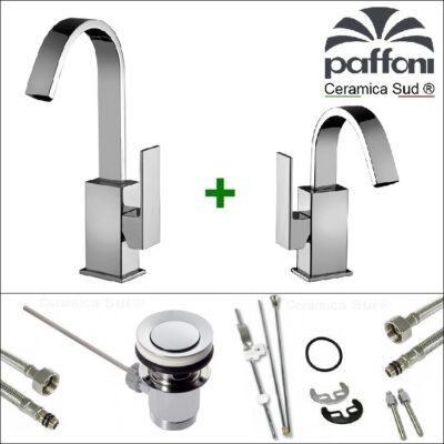 Miscelatore lavabo canna alta + bidet NEW Elle con cromatura trivalente - Completa di accessori