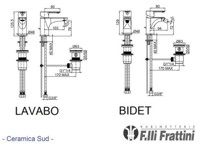 Frattini Mixers Sraith NUA NT le Trivalent Chrome Plating - CODANNA BEAGA agus píobáin solúbtha i gCruach Dhosmálta - íomhá 11