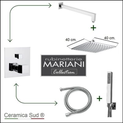 Incasso doccia Mariani Design Universale + soffione 40 cm. e accessori compatibili in omaggio