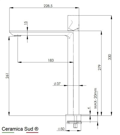 Mariani Series 6 HIGH SPOUT segisti kõrgete kraanikausside jaoks, millel on Click Clacki JÄÄTMED – pilt 5