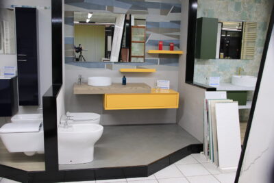 EBAN 120 cm. suspended bathroom cabinet in saffron yellow solid wood - MADE IN ITALY - image 5