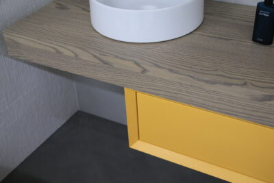 EBAN 120 cm. suspended bathroom cabinet in saffron yellow solid wood - MADE IN ITALY - image 14