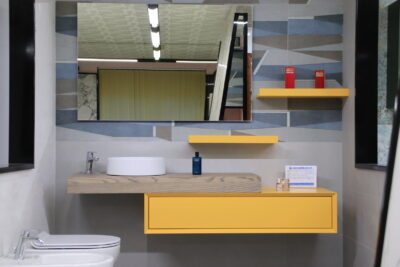 EBAN 120 cm. suspended bathroom cabinet in saffron yellow solid wood - MADE IN ITALY - image 21