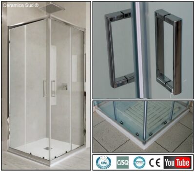 Eckduschkabine mit Toleranz 65, 66, 67 x 85, 86, 87 cm. zertifizierter Kristall