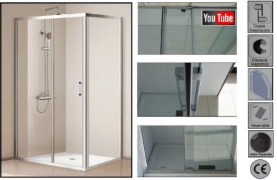 Rechthoekige douchewand 70 x 111 - 112 - 113 - 114 - 115 cm een ​​vaste zijde met schuifwand
