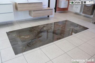 Lastra Pavimento e Rivestimento effetto marmo ONICE scuro lucido a specchio FLORIM 120 x 280