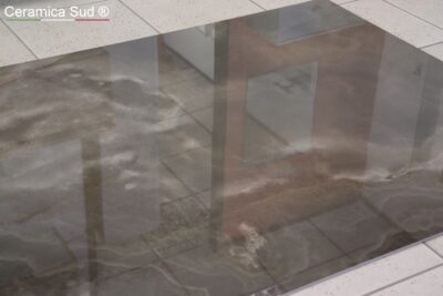 Lastra Pavimento e Rivestimento effetto marmo ONICE scuro lucido a specchio FLORIM 120 x 280 - immagine 5